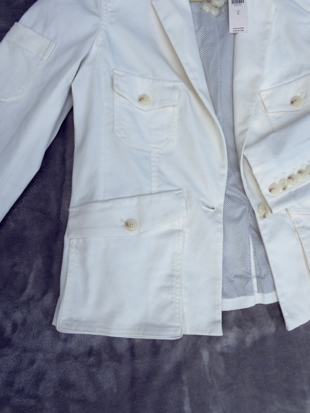 Anthropologie White Cotton Blazer Jacket - Picture 3 of 14